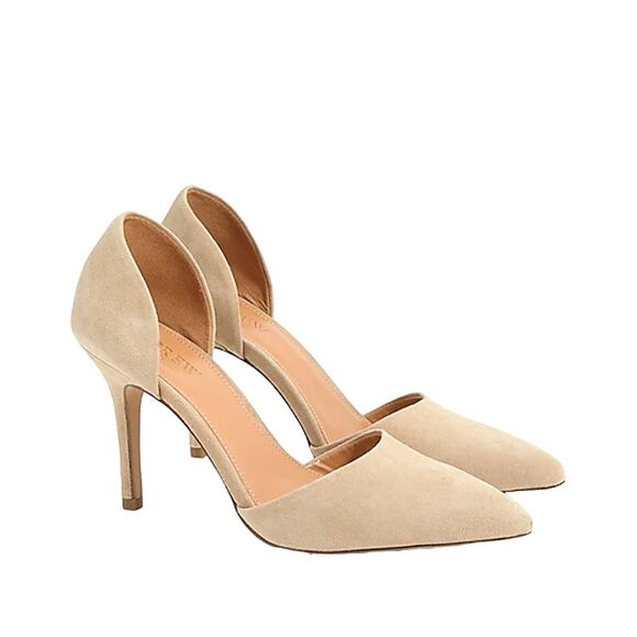 J.Crew Lana D'Orsay Pumps Suede Leather Point Covered Toe Saddle 10 - Picture 1 of 7